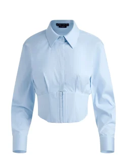 Alice and Olivia CROP TOPS*EDIE CORSET BUTTON DOWN BUTTER/ECRU