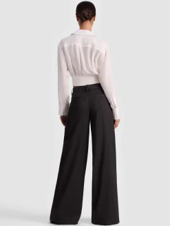 Alice and Olivia CROP TOPS*EDIE SEAMED CORSET BUTTON DOWN OFF WHITE