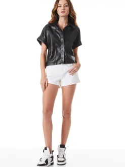 Alice and Olivia ANDREW PANT|JADE MESH BUTTON DOWN*EDYTH VEGAN TOP WHITE