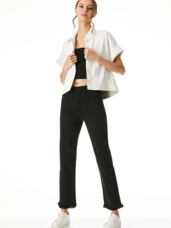 Alice and Olivia ANDREW PANT|JADE MESH BUTTON DOWN*EDYTH VEGAN TOP BLACK