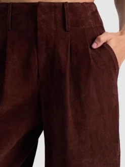 Alice and Olivia SHORTS*ELOISE SUEDE LONG SHORT BLACK