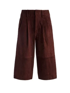 Alice and Olivia SHORTS*ELOISE SUEDE LONG SHORT BLACK