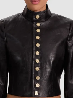 Alice and Olivia VEGAN*EMERSON VEGAN MILITARY JACKET DARK OLIVE