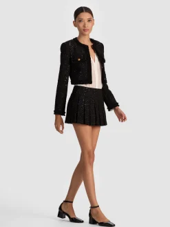 Alice and Olivia MINI*EMILIE EMBELLISHED TWEED MINI SKORT