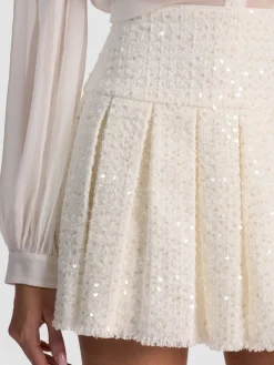 Alice and Olivia MINI*EMILIE TWEED MINI SKIRT CAROLINA BLUE