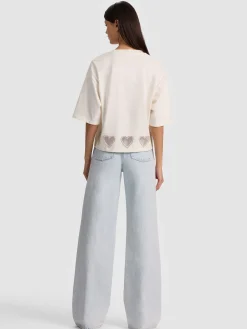 Alice and Olivia T-SHIRTS*EVAN HEART CUTOUT TEE ENGLISH ROSE