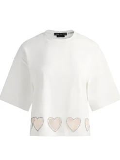Alice and Olivia T-SHIRTS*EVAN HEART CUTOUT TEE ENGLISH ROSE