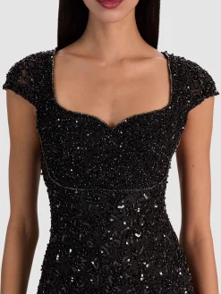Alice and Olivia MINI*EVE EMBELLISHED LACE MINI DRESS