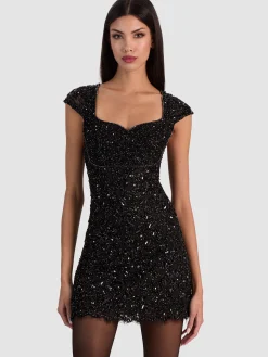 Alice and Olivia MINI*EVE EMBELLISHED LACE MINI DRESS