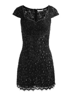 Alice and Olivia MINI*EVE EMBELLISHED LACE MINI DRESS