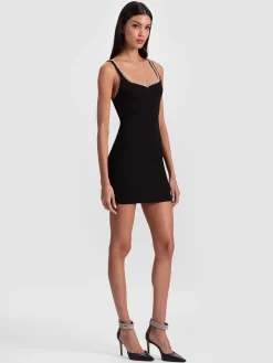 Alice and Olivia MINI*EVE EMBELLISHED TRIM MINI DRESS