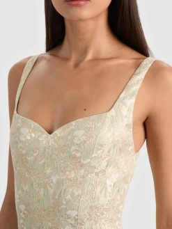 Alice and Olivia MINI*EVE EMBROIDERED MINI DRESS ENGLISH ROSE