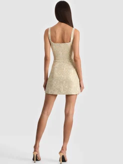 Alice and Olivia MINI*EVE EMBROIDERED MINI DRESS ENGLISH ROSE