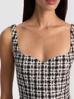 Alice and Olivia MINI*EVE TWEED MINI DRESS ECRU