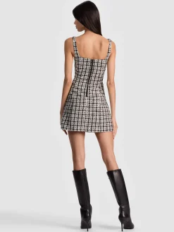 Alice and Olivia MINI*EVE TWEED MINI DRESS ECRU