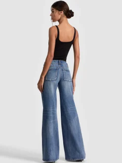 Alice and Olivia BODYSUITS*EVE ZIP FRONT BODYSUIT GREY MINERAL