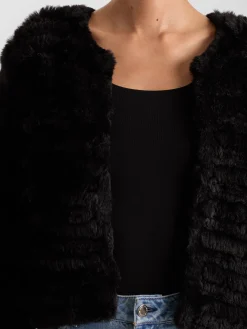 Alice and Olivia JACKETS*FAWN FAUX FUR JACKET SOFT WHITE