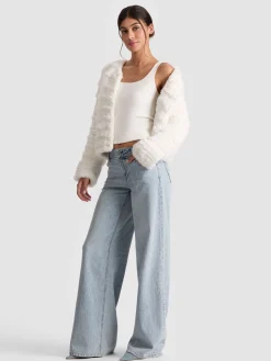 Alice and Olivia JACKETS*FAWN FAUX FUR JACKET BLACK