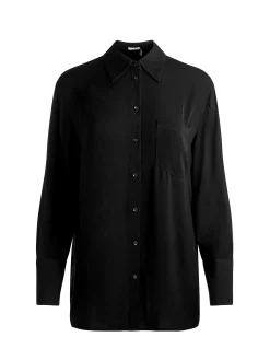 Alice and Olivia BLOUSES*FINELY OVERSIZED BUTTON DOWN BLACK
