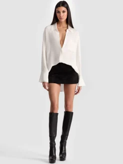 Alice and Olivia BLOUSES*FINELY OVERSIZED BUTTON DOWN BLACK