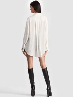 Alice and Olivia BLOUSES*FINELY OVERSIZED BUTTON DOWN BLACK