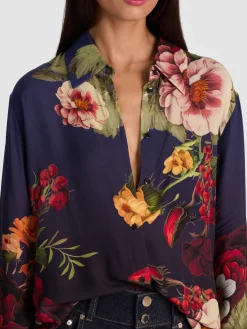 Alice and Olivia BLOUSES*FINELY OVERSIZED BUTTON DOWN BLACK