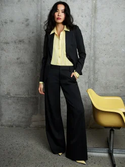 Alice and Olivia BLOUSES*FINELY PINSTRIPED BUTTON DOWN DARK CHOCOLATE/PRALINE