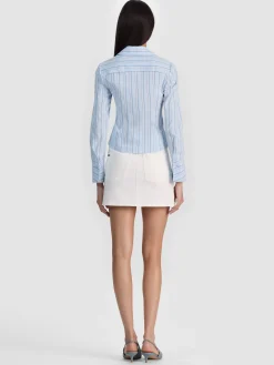 Alice and Olivia CROP TOPS*FREYA BUTTON DOWN TOP OFF WHITE