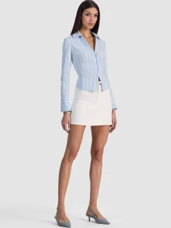 Alice and Olivia CROP TOPS*FREYA BUTTON DOWN TOP OFF WHITE