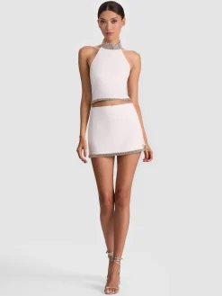 Alice and Olivia TANKS*GATZ EMBELLISHED TOP OFF WHITE