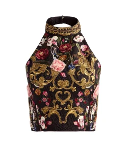 Alice and Olivia CROP TOPS*GATZ EMBELLISHED TOP GOLD