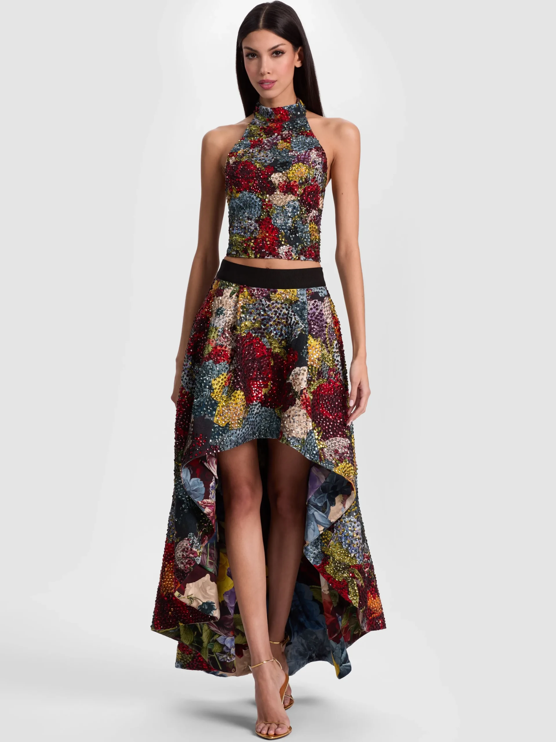 Alice and Olivia CROP TOPS*GATZ EMBELLISHED TOP OFF WHITE