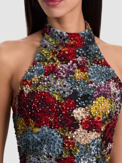 Alice and Olivia CROP TOPS*GATZ EMBELLISHED TOP OFF WHITE