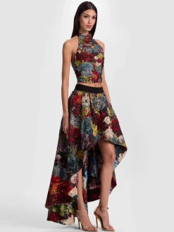 Alice and Olivia CROP TOPS*GATZ EMBELLISHED TOP OFF WHITE