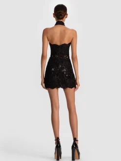 Alice and Olivia MINI*GEORGIE EMBELLISHED LACE MINI DRESS