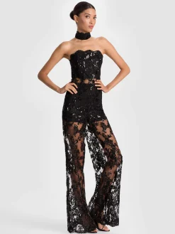 Alice and Olivia JUMPSUITS + ROMPERS*GEORGIE EMBELLISHED LACE JUMPSUIT
