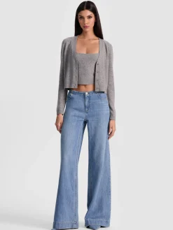 Alice and Olivia CARDIGANS*GRACE CASHMERE CARDIGAN GREY MINERAL