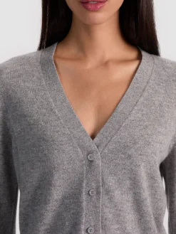 Alice and Olivia CARDIGANS*GRACE CASHMERE CARDIGAN GREY MINERAL