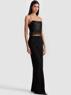 Alice and Olivia CROP TOPS*GRAZI CHAINMAIL TOP WHITE