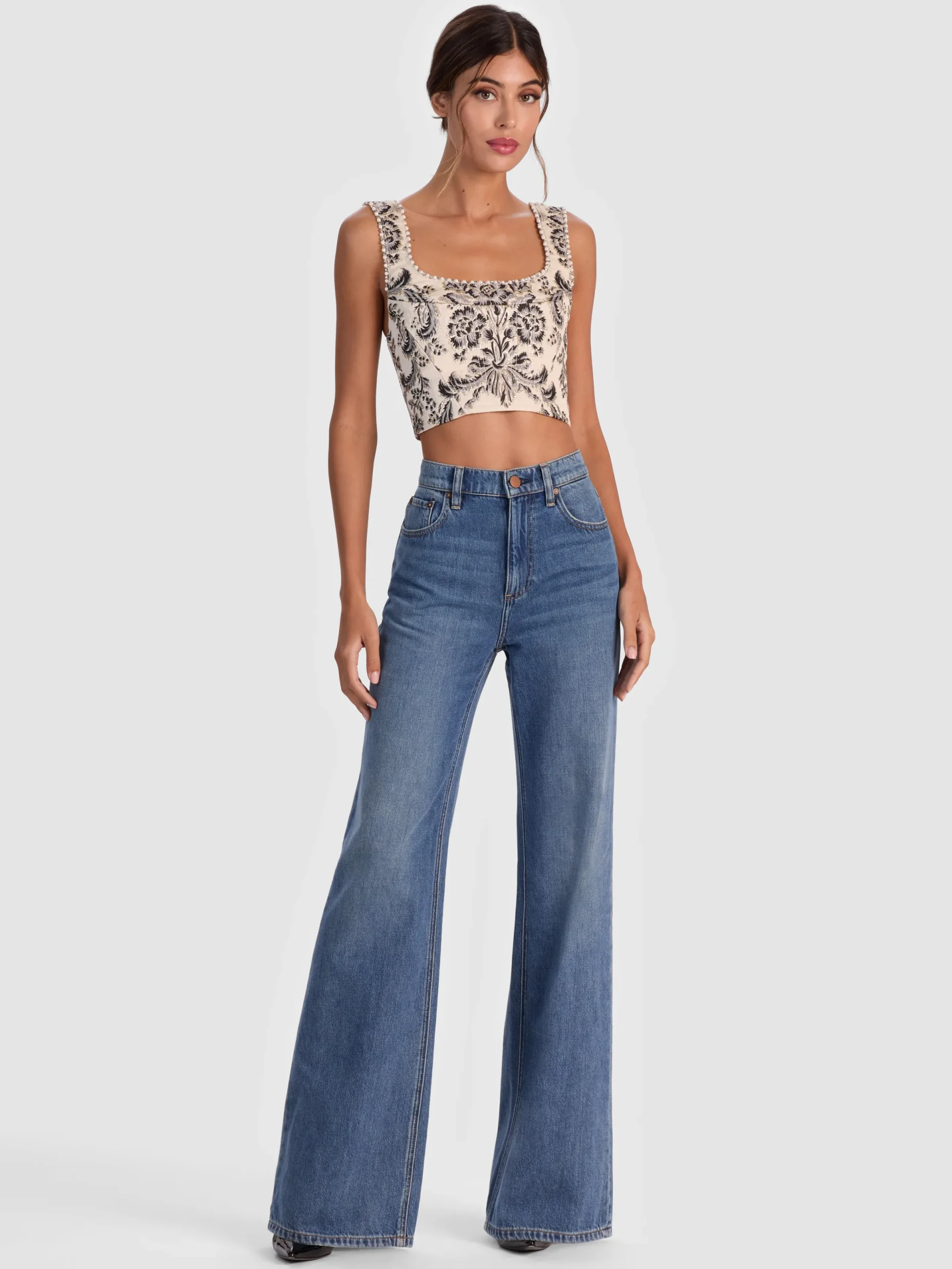 Alice and Olivia CROP TOPS*GUINEVERE EMBELLISHED BUSTIER BLACK