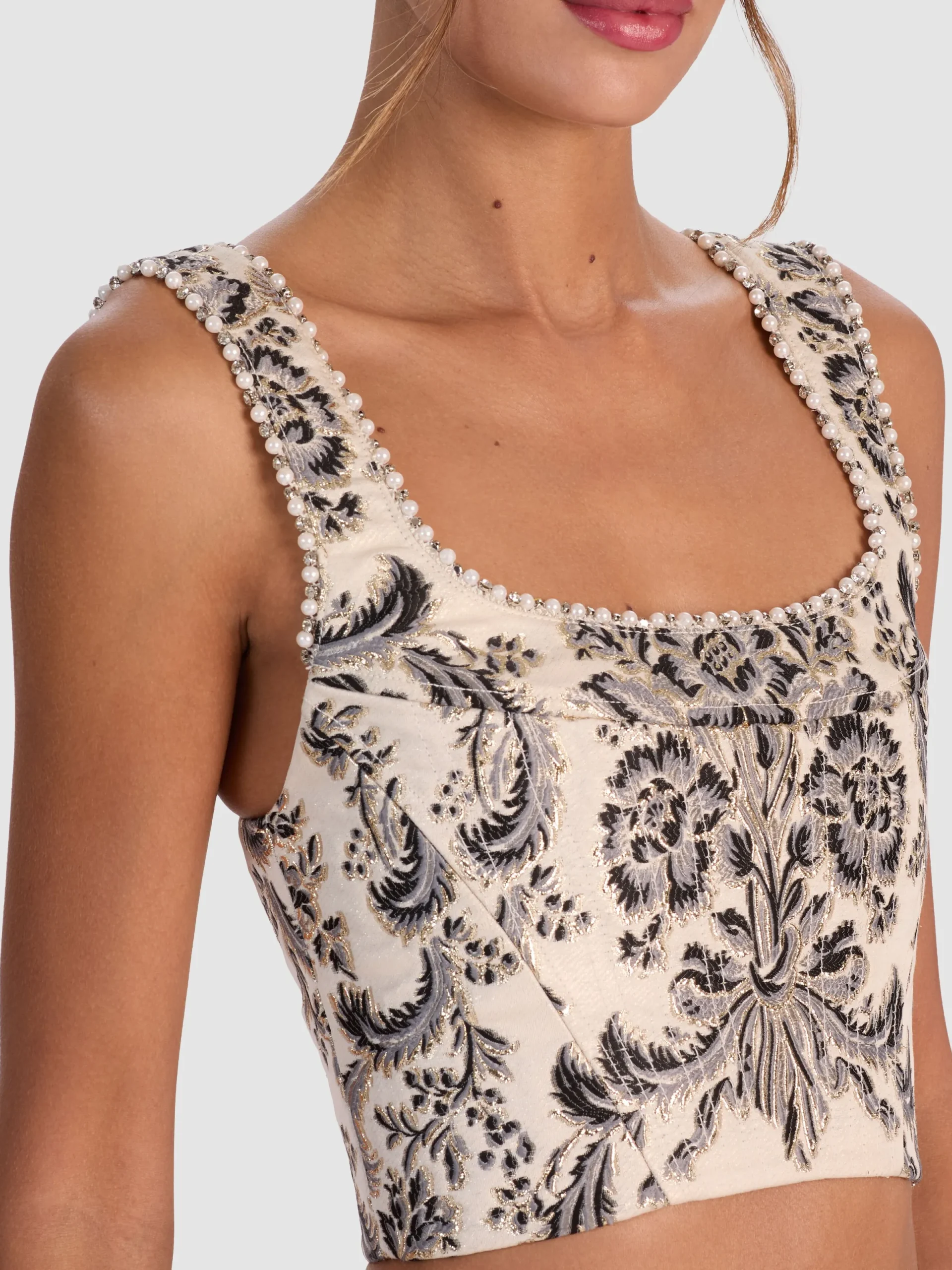 Alice and Olivia CROP TOPS*GUINEVERE EMBELLISHED BUSTIER BLACK
