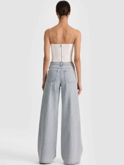 Alice and Olivia TANKS*HALLIE EMBELLISHED PEEKABOO TOP GREY MINERAL