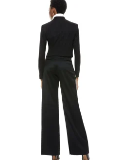 Alice and Olivia ANDREW PANT|JADE MESH BUTTON DOWN*HARVEY SUEDE JACKET WHITE