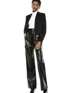 Alice and Olivia ANDREW PANT|JADE MESH BUTTON DOWN*HARVEY SUEDE JACKET WHITE