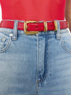 Alice and Olivia FRIENDS + FAMILY*HAYDEN BUCKLE BELT BRIGHT RUBY/GOLD