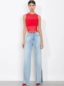 Alice and Olivia FRIENDS + FAMILY*HAYDEN BUCKLE BELT BRIGHT RUBY/GOLD