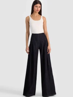 Alice and Olivia FEATURED SHOPS*HENRY PLEATED DENIM PANT BLACK
