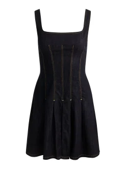 Alice and Olivia MINI*HOLLIS DENIM MINI DRESS WHITE