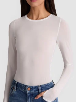 Alice and Olivia BODYSUITS*HOTTIE LONG SLEEVE BODYSUIT GREY MINERAL