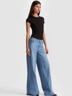 Alice and Olivia BODYSUITS*HOTTIE SHORT SLEEVE BODYSUIT GOLD